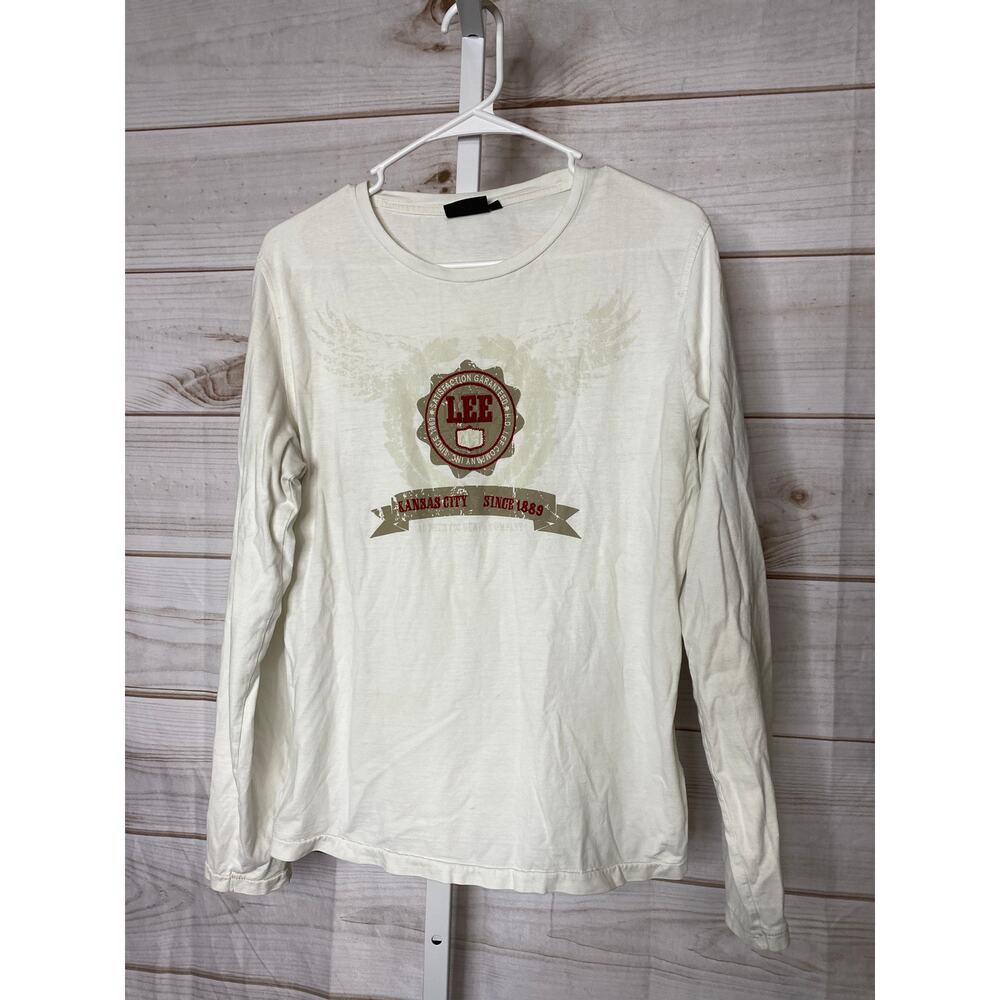 Vintage 90s Lee Men's Size Small White Long Sleeve T-Shirt